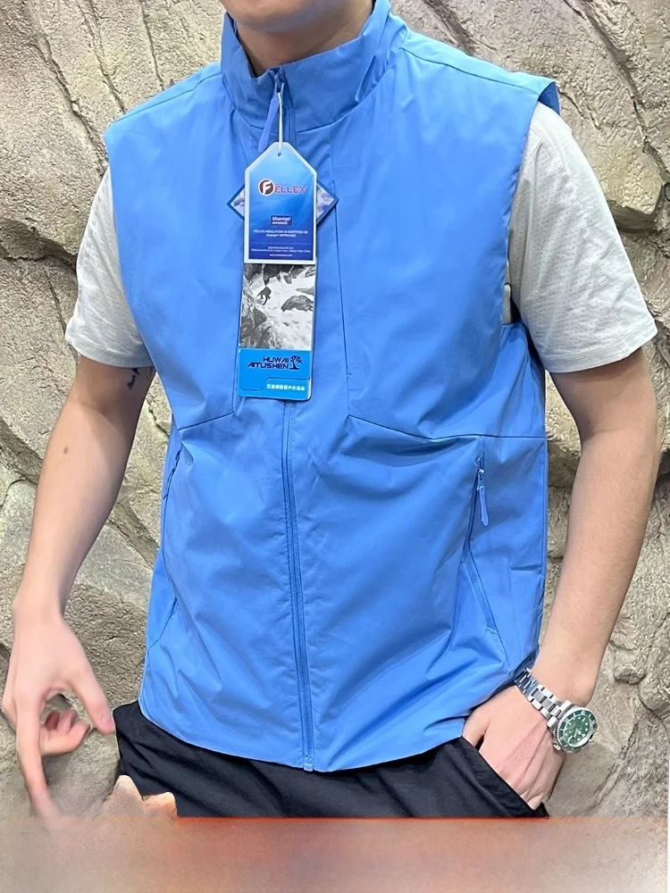 

Наружный хлопковый жилет с отделкой Dync, пара, воротник-стойка, многослойный, осенне-зимний, модная, на молнии, чистый цвет