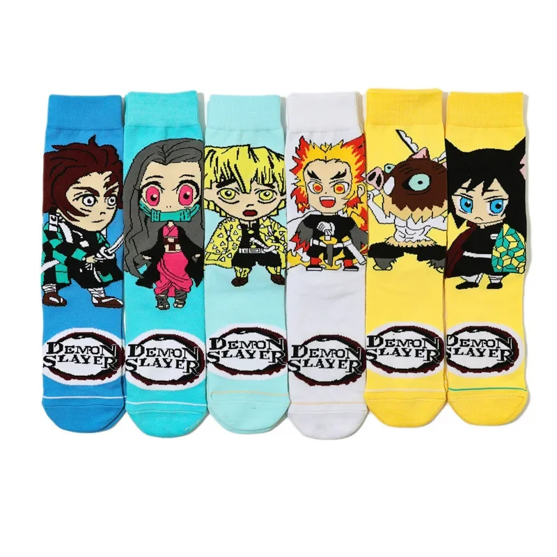 

Men's Cartoon Medium Tube Women's Cotton Comic Socks, Stockings, Anime Trend Men's Ghost's Blade Socks-5PRS