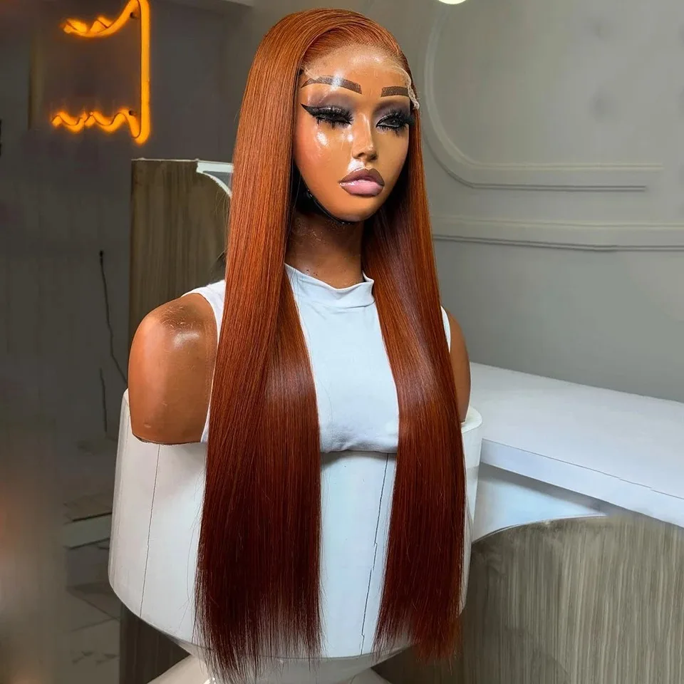 الزنجبيل شعر مستعار العظام مستقيم الدانتيل الجبهة الباروكات للنساء 13x4 HD شفافة الدانتيل الباروكات الأمامية الاصطناعية غلويليس قبل قطعها perruque