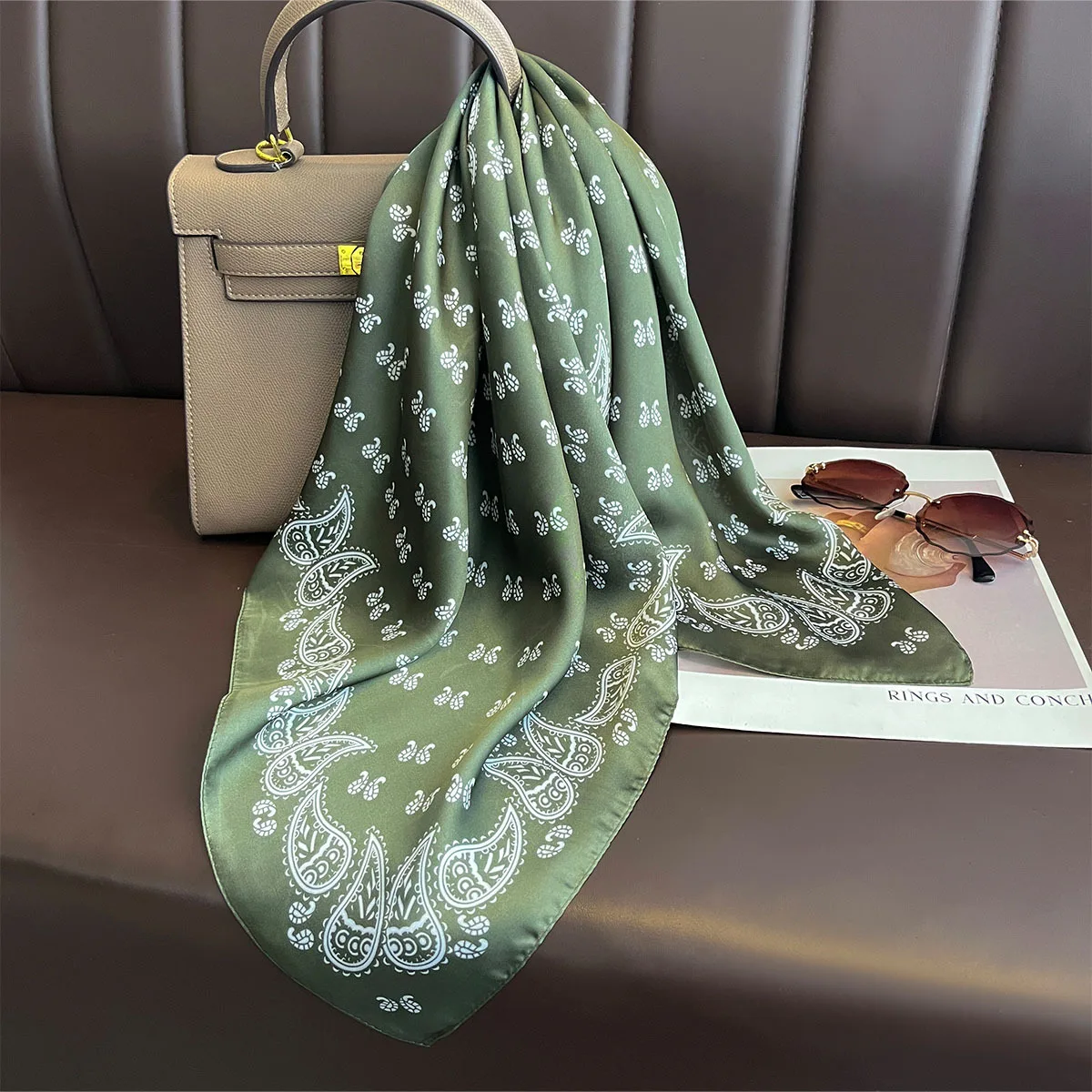 70*70cm Retro Paisley Cashew Druck Halstuch Seide Quadrat Schal Frauen Weiblich Foulard Kopftuch Hijab Haarband Weichen Kopf schals
