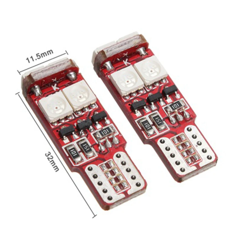 2ชิ้น W5W T10 LED RGB ไฟควบคุมระยะไกลไฟแสดงสถานะหลอดไฟภายในรถลิ่ม