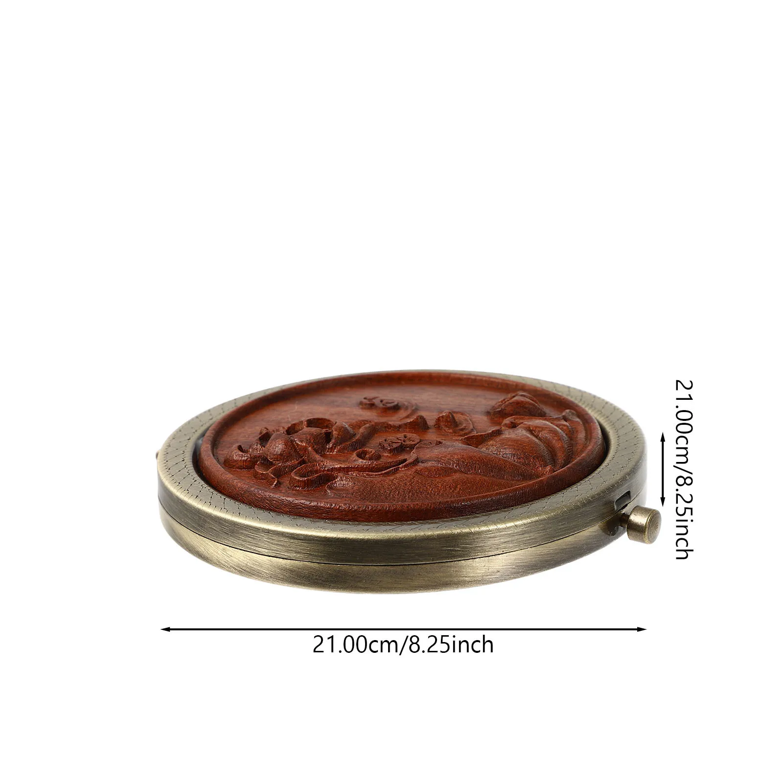 Travel Makeup Mirror Compact Foldable Round Wood Metal Portable Mirror for Women Small Lightweight Handbag Essential