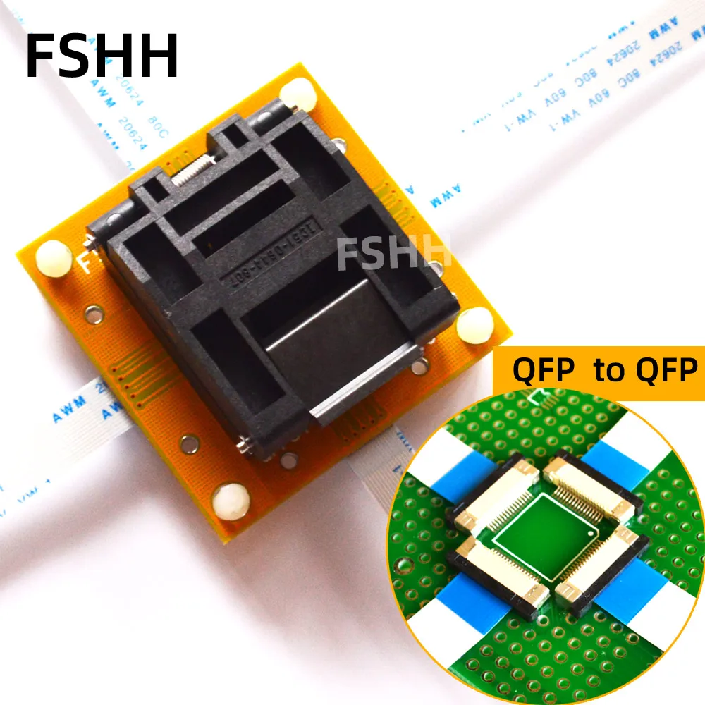 QFP64 to QFP64 test socket QFP64 TQFP64 Online Detection adapter Pitch 0.5mm to 0.5mm Size 10x10mm 12x12mm