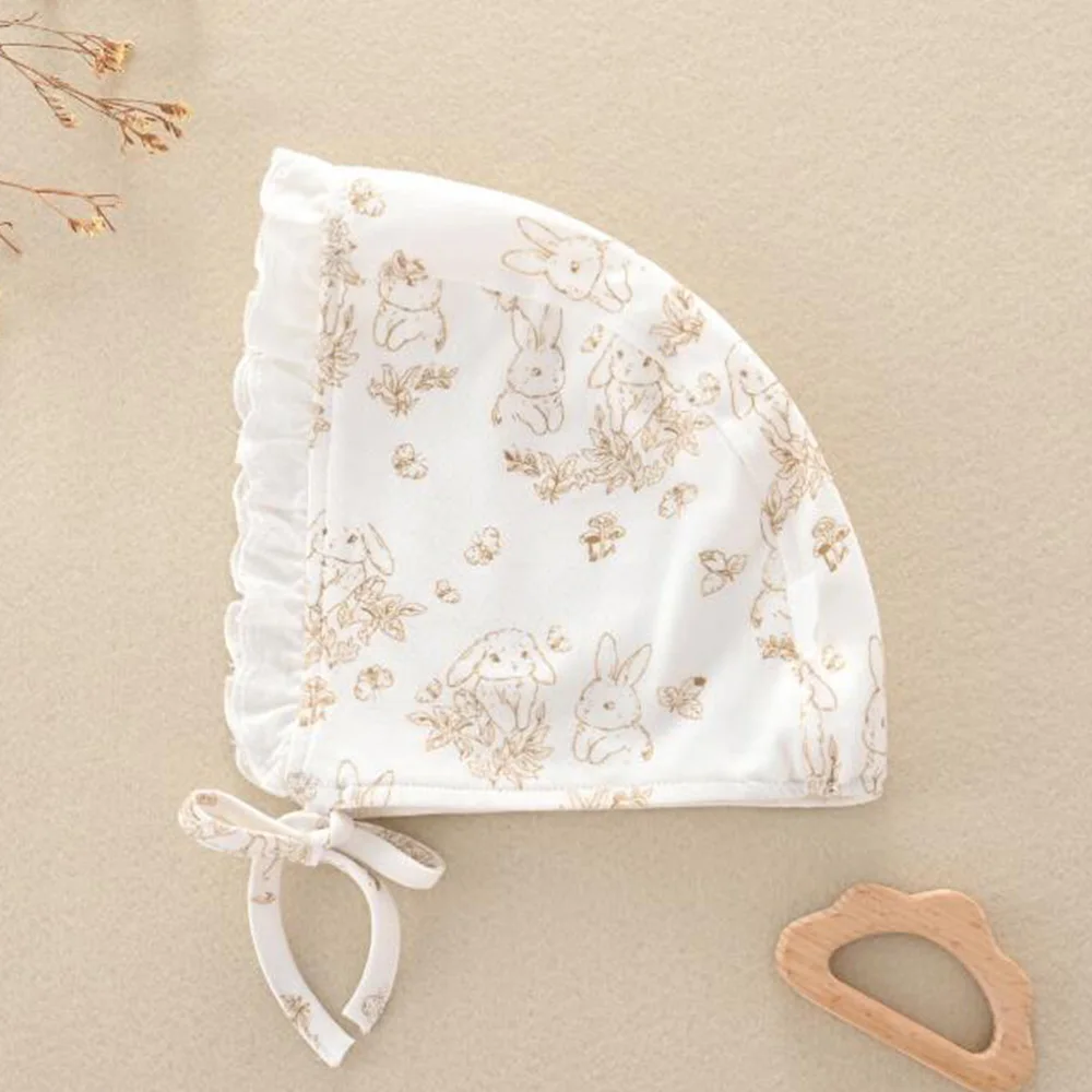 赤ちゃんの女の子のための動物のプリント帽子,春,夏,病院,屋外,0〜3か月の赤ちゃんのための綿の帽子,100%