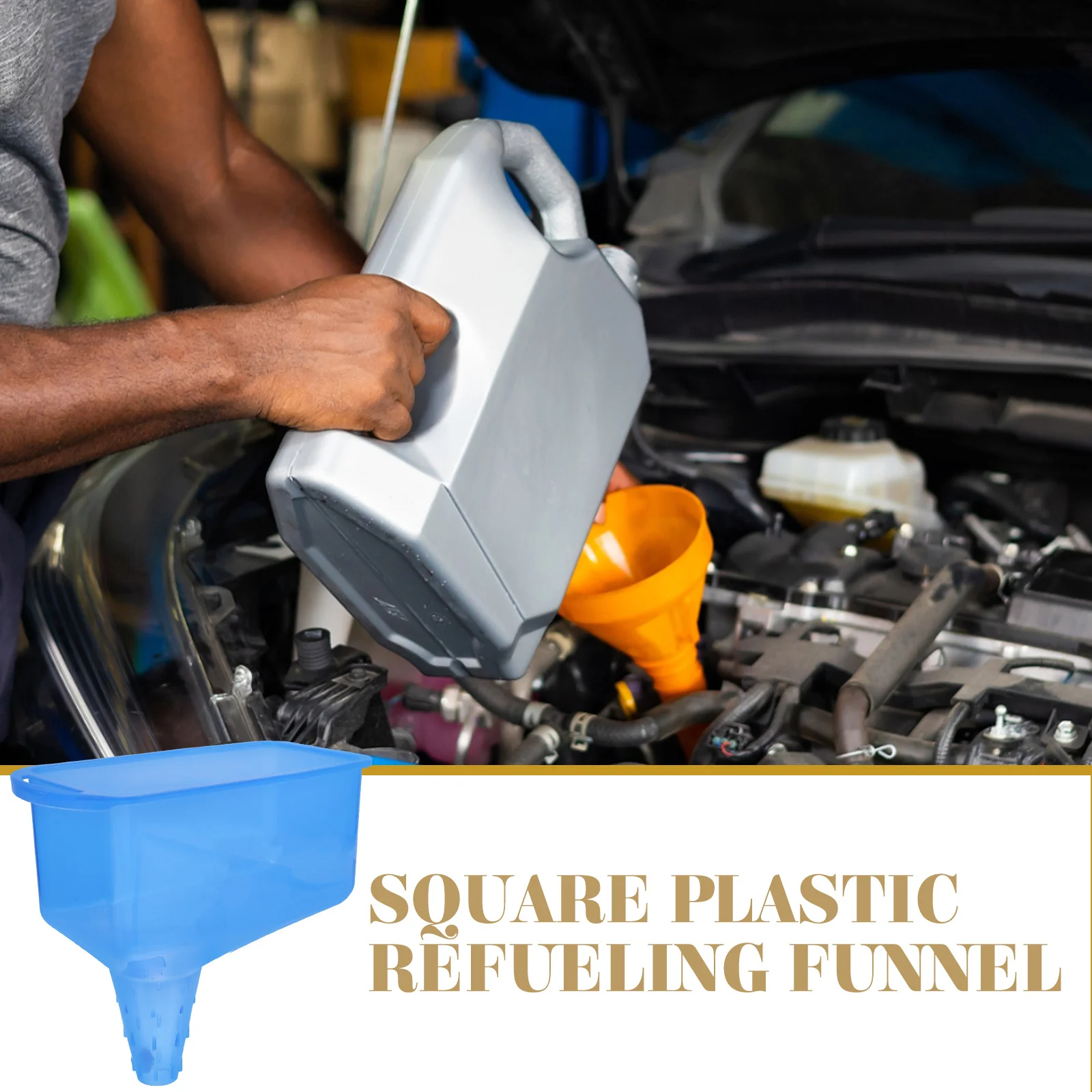 

Oil Funnel Square Shape Strong Plastic Capless Gas Tank Funnel Professional Motor Oil Change Tool Car Supply Car Accessory