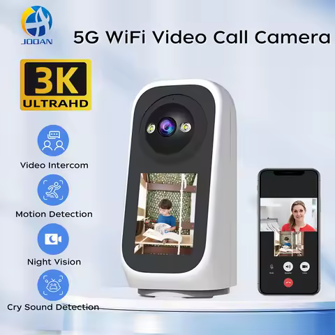 Jooan 3K PTZ ip Camera Video Call with 2.8Inch LED Screen Baby Cry Sound Detection Security camera AI tracking Baby Monitor
