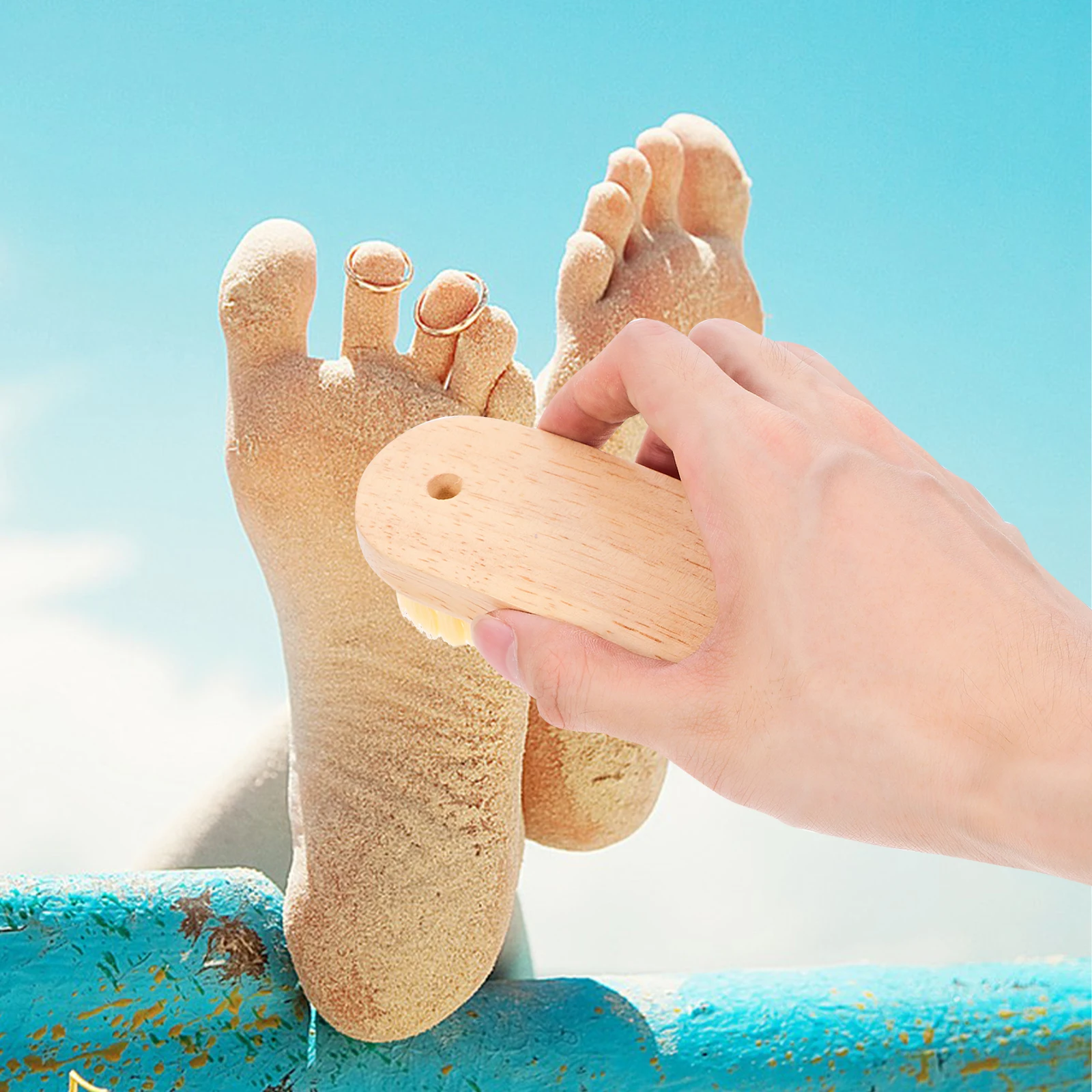 

2pcs Sand Removal Brush Soft Hard Cleaning Surf Accessory Long Handle Beach Tool Shower Steel Wool Scrubber Home Goods