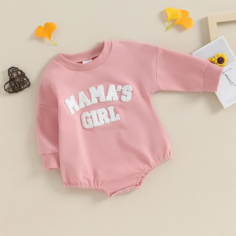 

Infant Girls Jumpsuit Stylish Long Sleeve Crew Neck Embroidered for Everyday Wear and Playful Activities