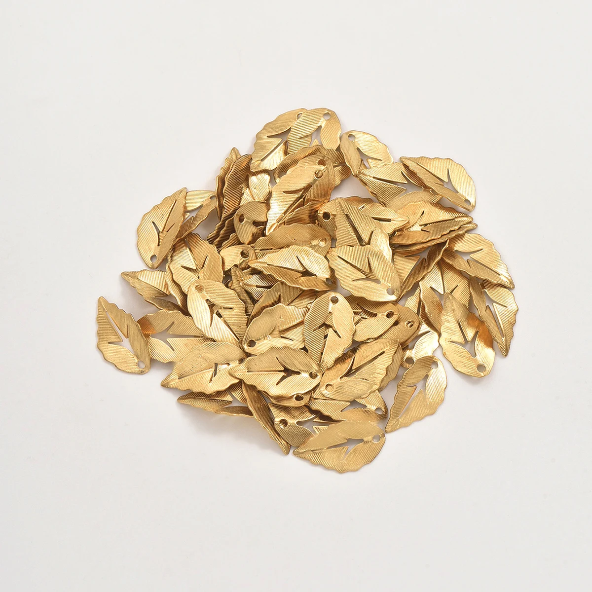 20pcs original brass pendant mini single hole striped leaf pendant for DIY earrings and jewelry making supplies