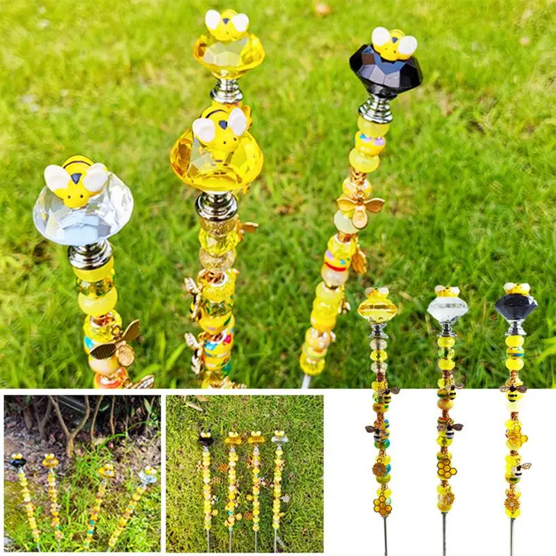 

Creative Bee Garden Stakes Yard Planter Colorful Bee Light Catcher Stakes Pathway Ornaments Waterproof Flower Pot Decoration