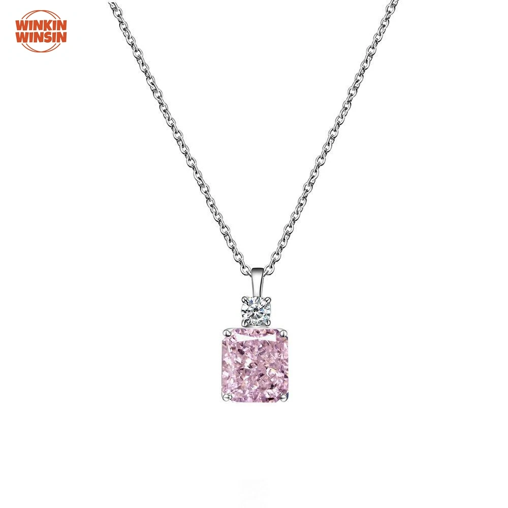 

Winkin Winsin 925 silver 8.5ct high-carbon diamond pendant 9*10 ice flower cut women's versatile necklace