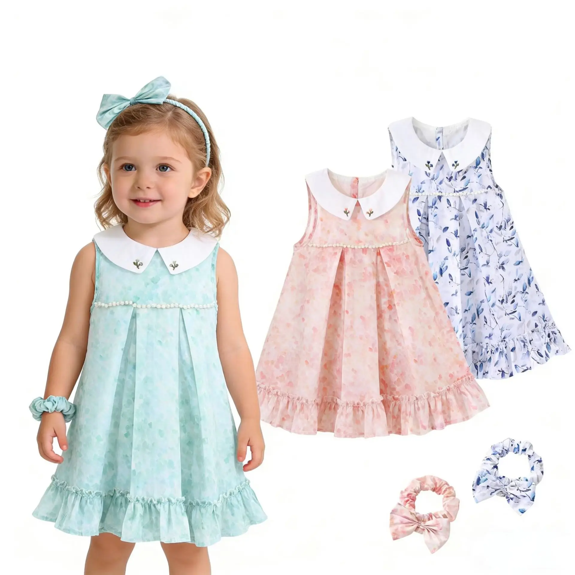 

Хлопковые платья для девочек, летние платья-жилетки, детская одежда класса А, новинка лета 2026 года, детская одежда.