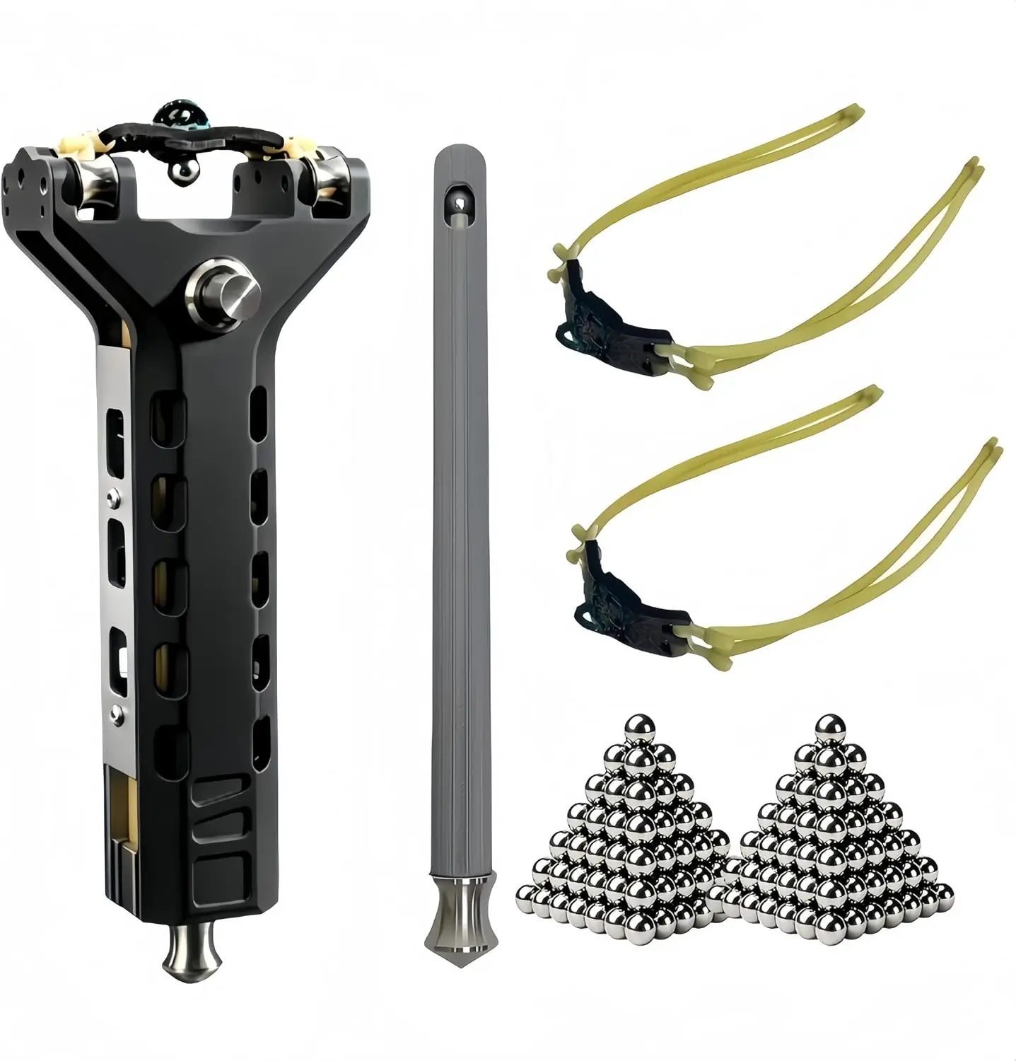 Automatic Magazine Loading Quick Fire Metal Slingshot, Portable Outdoor Jungle Catapult with Window Breaking Design