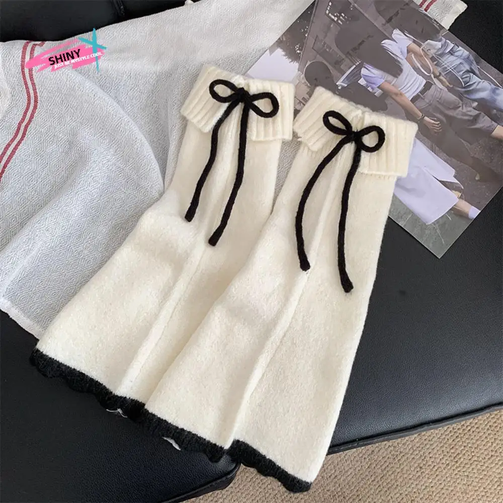

Solid Color Y2K Lace Up Leg Warmers Flare Sweet Ballet Women's Plush Stockings Hosiery Elastic Knit Banding Leggings Autumn