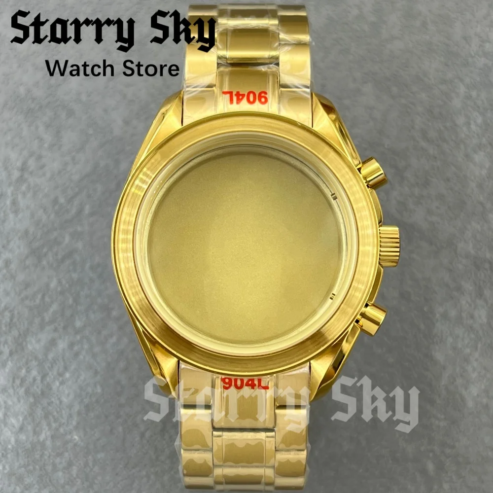 

Gramock 39mm Sapphire Crystal Stainless Steel Gold Quartz Watch Case Watch Strap Fit VK63 VK64 Quartz Movement Watch Accessories