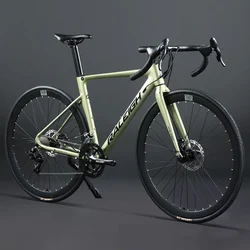 Aluminum Alloy Road Bike, Racing Gravel Bicycle, Straight Bars, 24 Speed, 27 Speed, 30 Speed, 700C