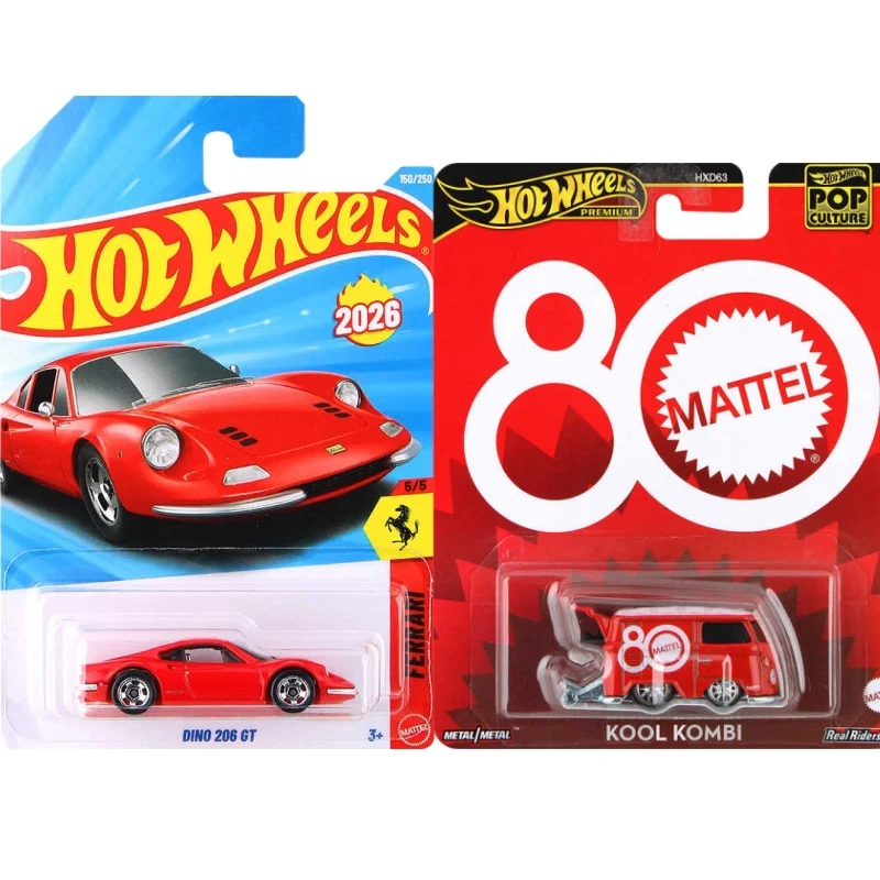 Hot Wheels Premium Volkswagen T1 Kool Kombi Short Winter Melon Ferrari Dino 206 Gt Toy Car Model Collection Holidays Boys Gifts