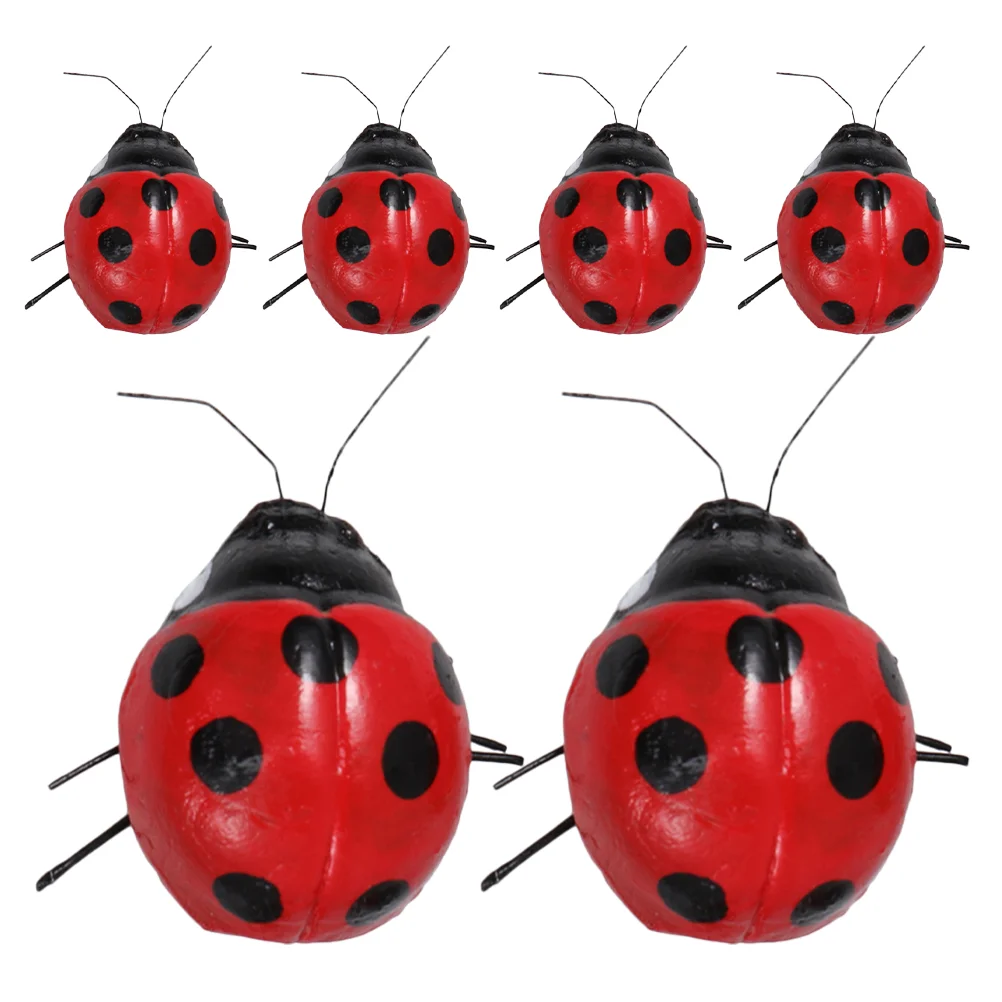 6 Pcs Decorations Fridge Magnet Micro Landscape Toys Tiny Ladybug 350X300X250CM Clay Sculpture Fence Outdoor Garden