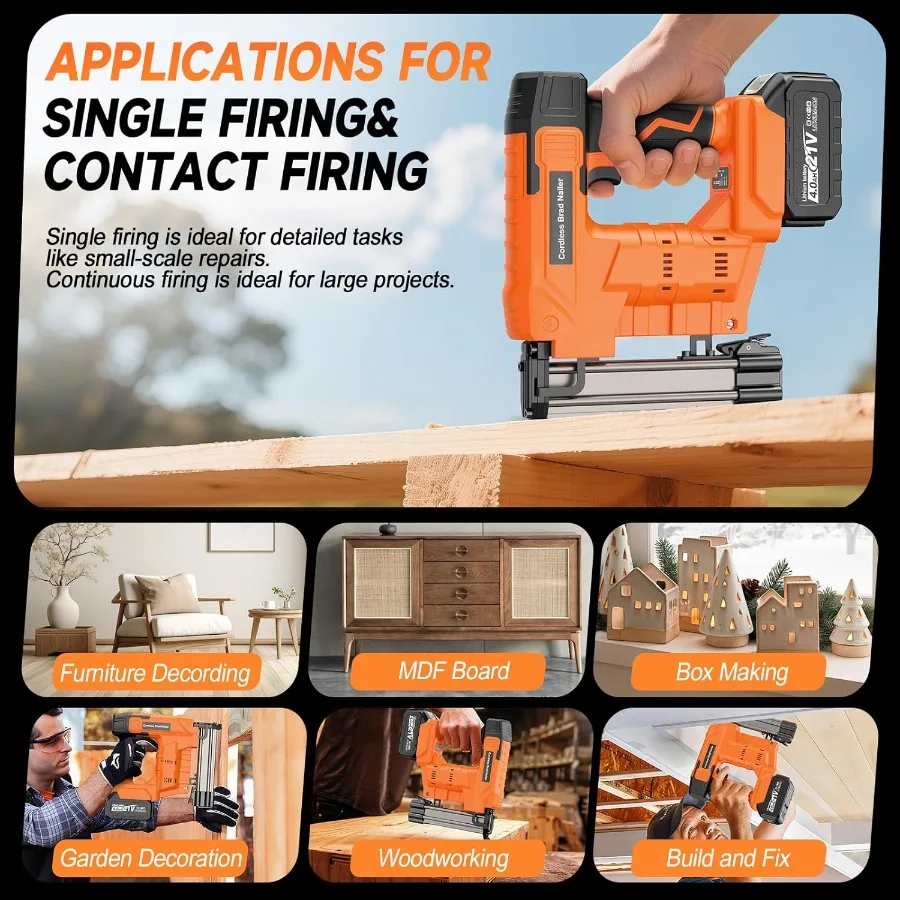 Cordless Nail Gun with Dual 4.0Ah Batteries for Woodworking Home Repairs and DIY Projects 2-in-1 18 Gauge Brad Nailer and Stapl