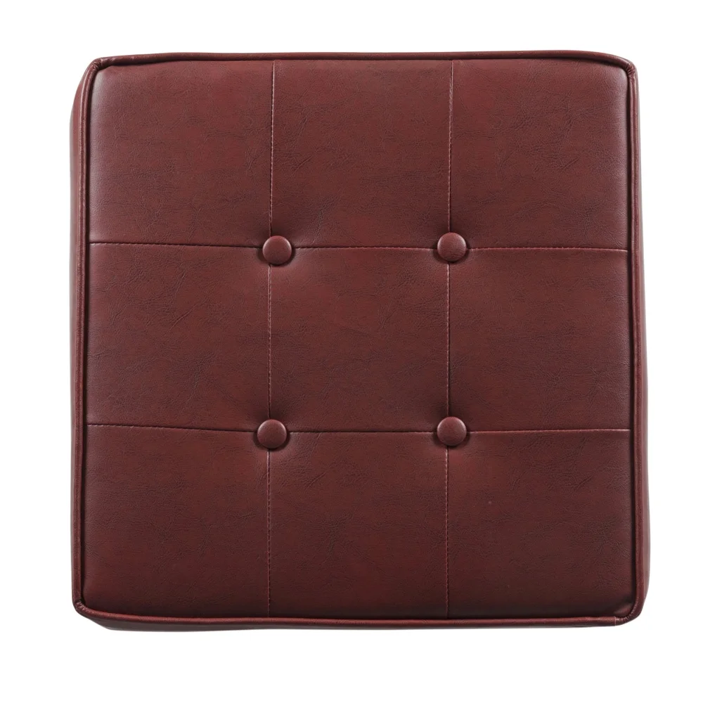 Pouf de rangement carré capitonné en Faux cuir, avec couvercle à charnière, accès facile, pieds en bois, meubles d'intérieur pour salon et chambre à coucher