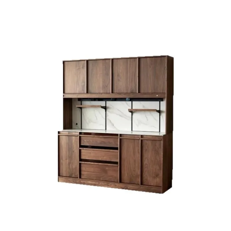 

Solid wood dining side cabinet rock slab locker tea cabinet high cabinet new combination