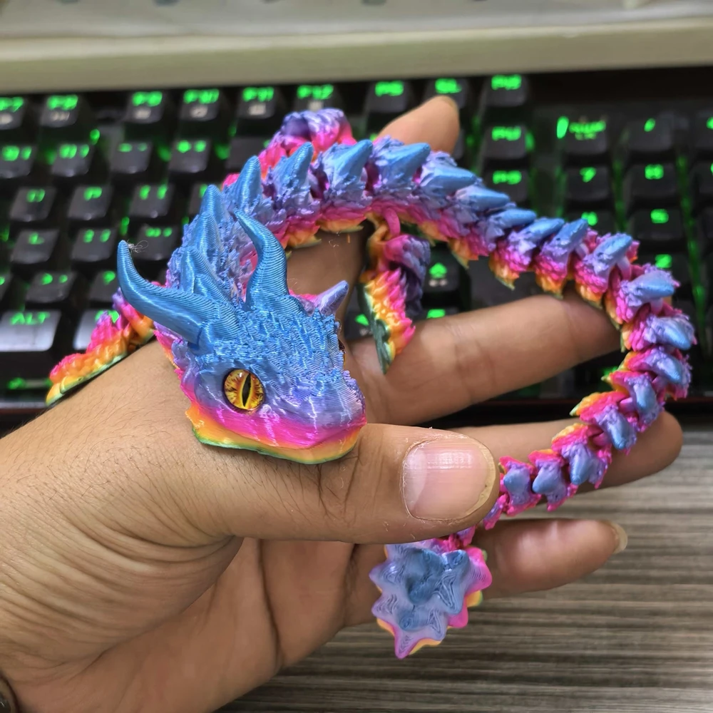 30CM 3D Printed Conjoined Simulated Eyes Dragon Baby Ornaments Joints Can Move Dragon Rockery Fish Tank Landscaping Decoration
