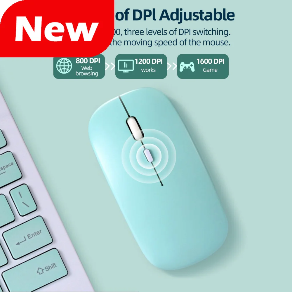 Mouse wireless Mouse silenzioso silenzioso Bluetooth per computer per iPad Samsung Huawei Android Windows Tablet Mouse ergonomico