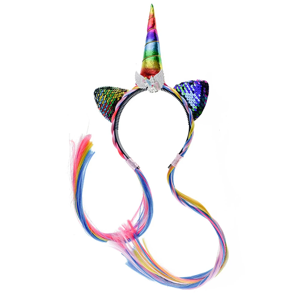 

Unicorn Headband Hair Hoop Sequin Design Masquerade Party Accessory Bands Headdress Halloween Cosplay One Size Fits Most