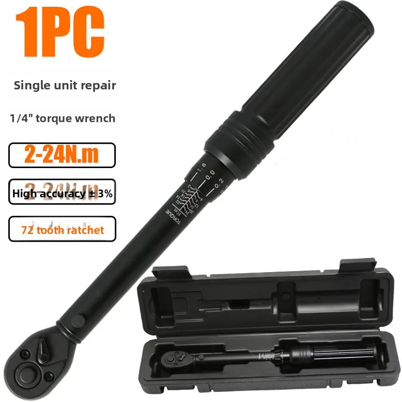 

Набор динамометрических ключей для велосипедов 1/4'' 1-6 Нм, с приводом Click, насадками Hex, Torx/звездочка, удлинителем и трещоткой