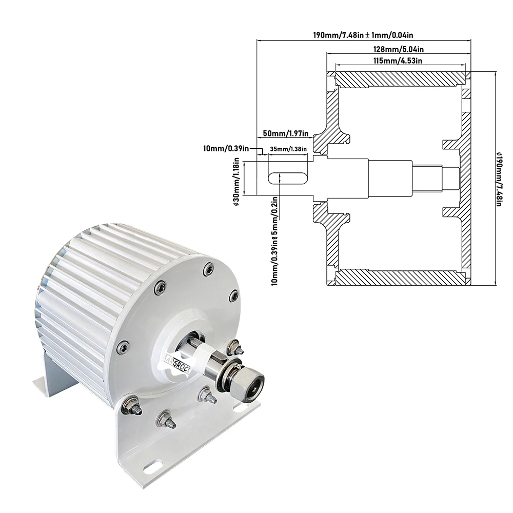 2000W 500 RPM 55Hz NdFeb PMG Rare Earth Permanent Magnet GeneratorWith Pedestal Cone Head24V48V For DIY Horizontal Wind Turbines