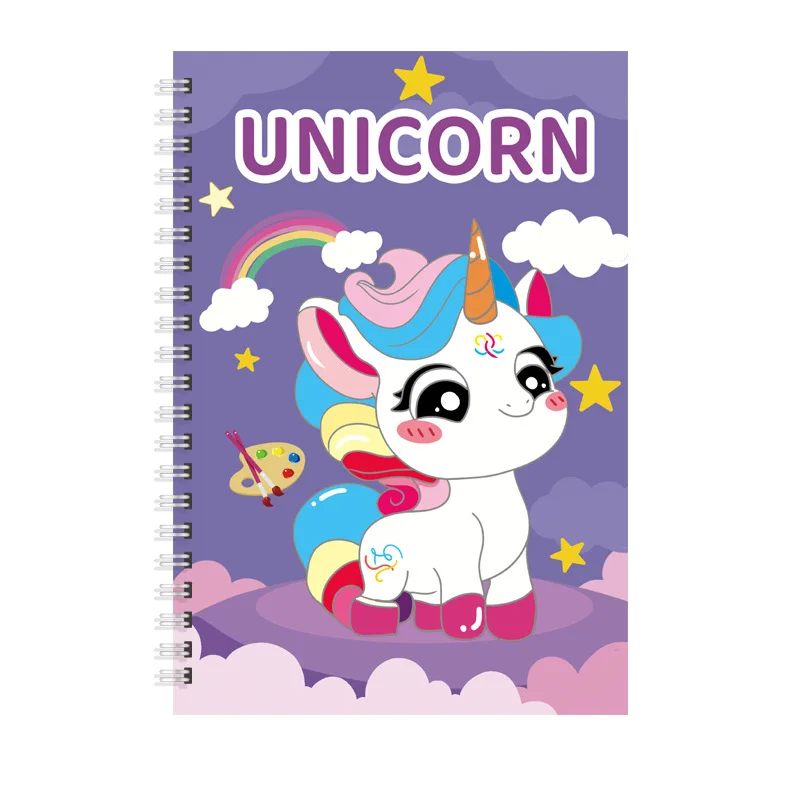 Cross-border English Version of Children's Watercolor Coloring Book with Built-in Paint, Animal Coloring, Water Painting Book