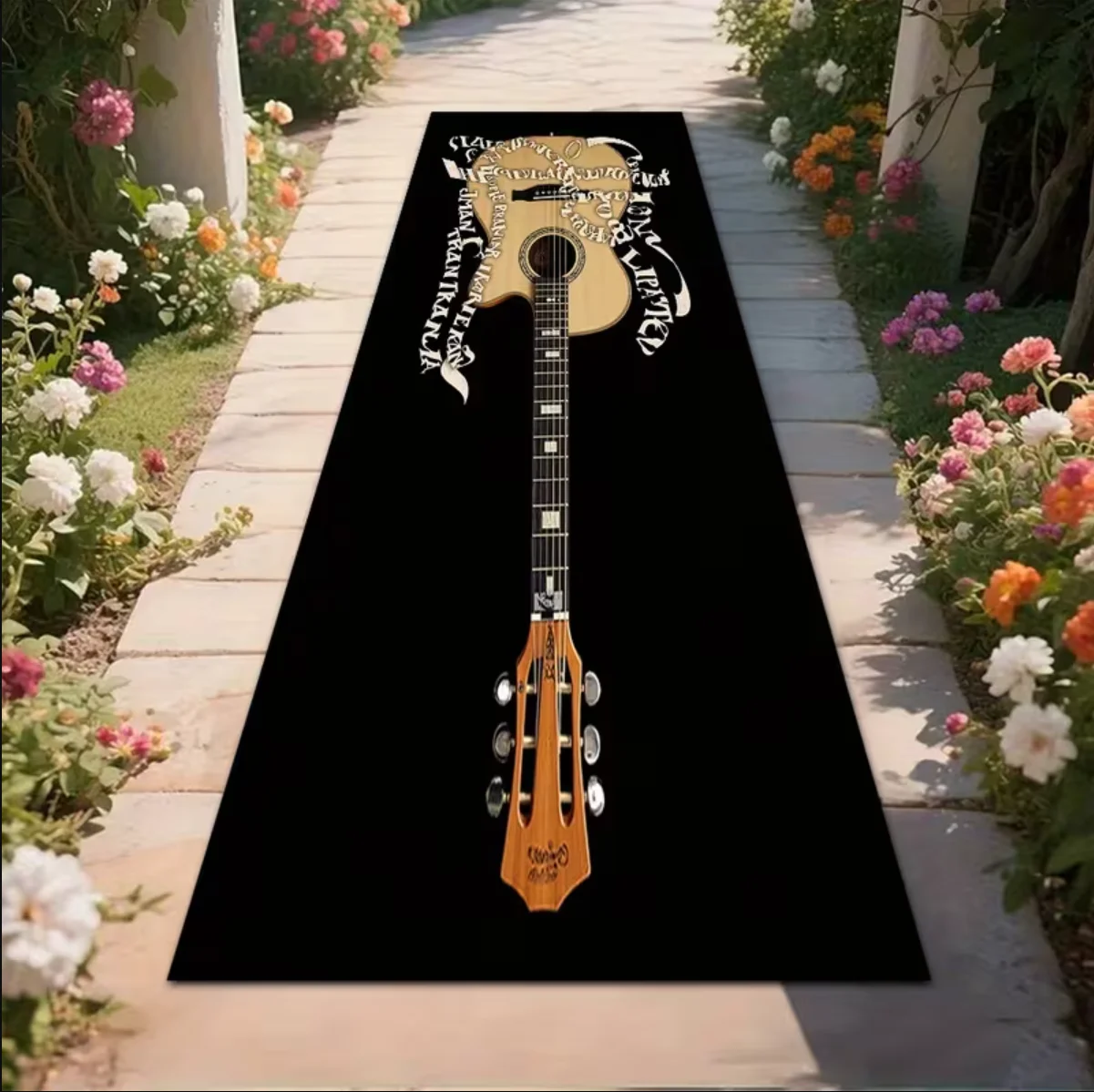 

Коврик для кухни с винтажным рисунком электрогитары, промышленный стиль, нескользящий, маслостойкий, легко чистится, прочный, для домашнего декора