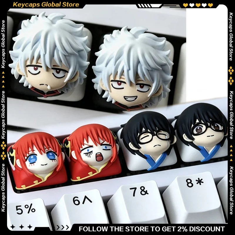 

Gintama Series Keycaps Sakata Gintoki Anime Peripherals Resin Artisan Keycap Personalized ESC Keycap for Mechanical Keyboard