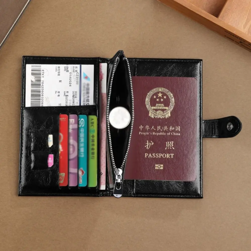 

Card Holder PU Leather Passport Bag Purse Passport Cover Passport Clip Airplane Check-in Ticket Holder Storage Card Bag