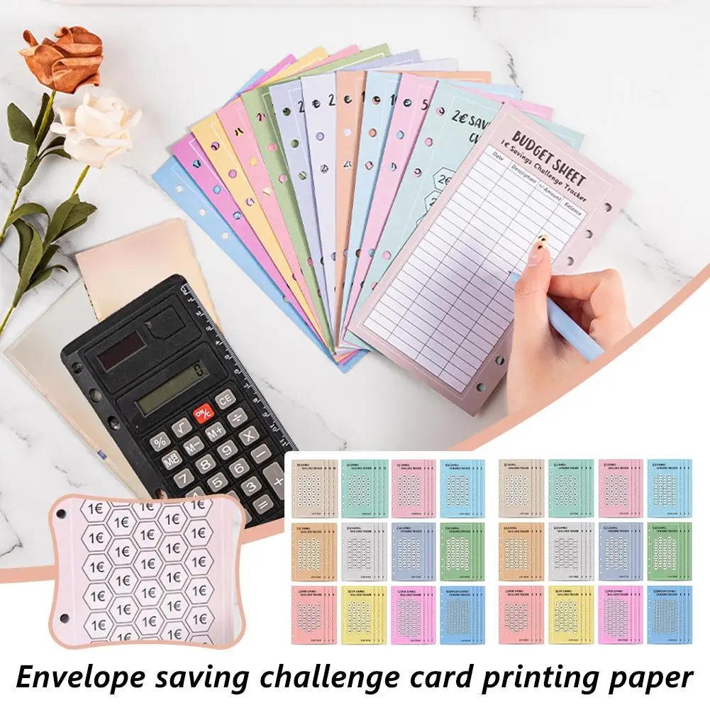 6 Hole A6 100 Envelope 52 Weeks Saving Challenge Choose Notebook Leaf Envelope Dollar Cash Planner Budget Saving Paper Loos C4B8