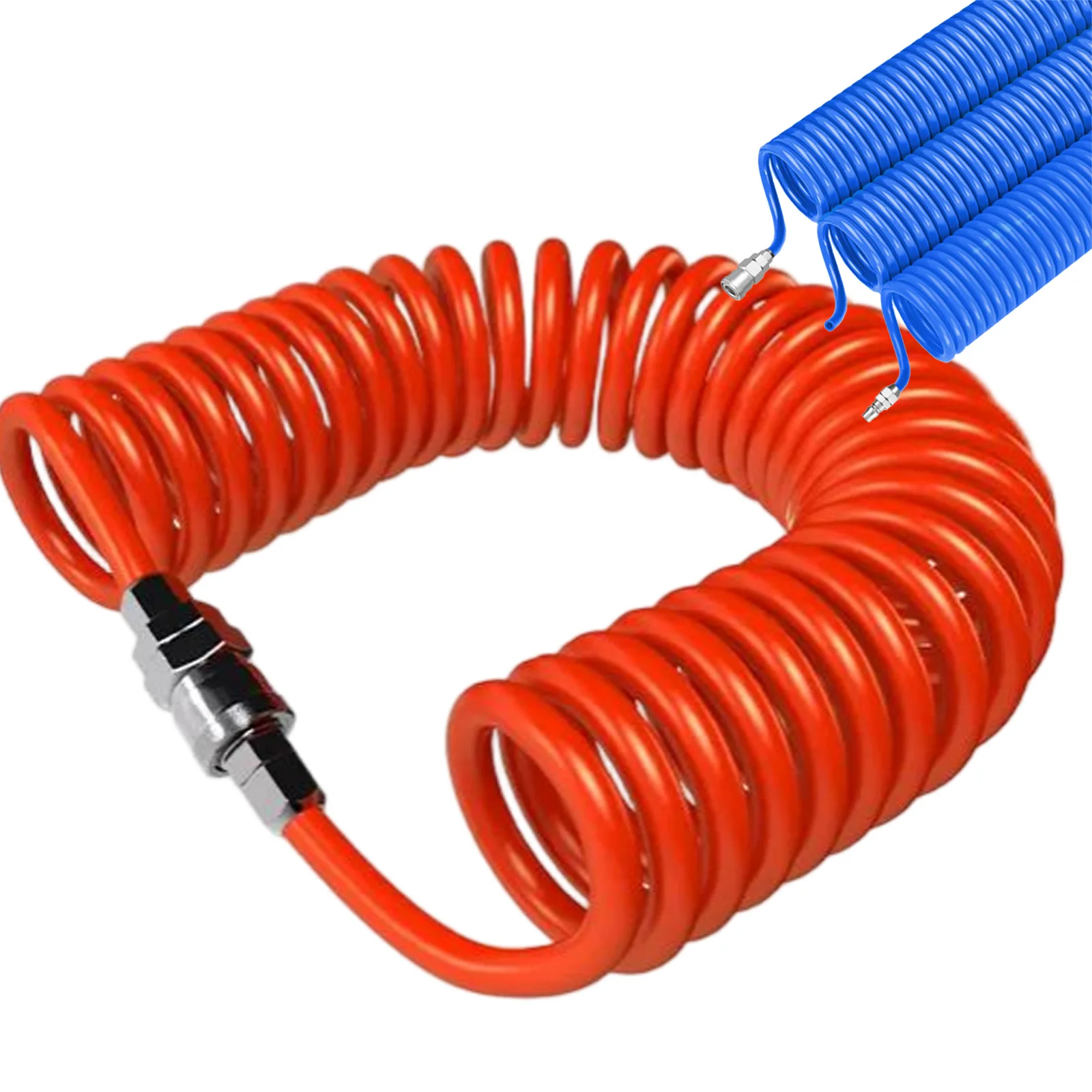 Industrial Pneumatic Hose Blue Red Coiled Air Pipe Long Air Compressor Hose Multiple Outer Diameter Sizes
