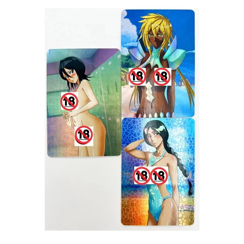 3pcs/set BLEACH Matsumoto Rangiku Shihouin Yoruichi ACG Sexy Nude Toys Hobbies Hobby Collectibles Game Collection Anime Cards