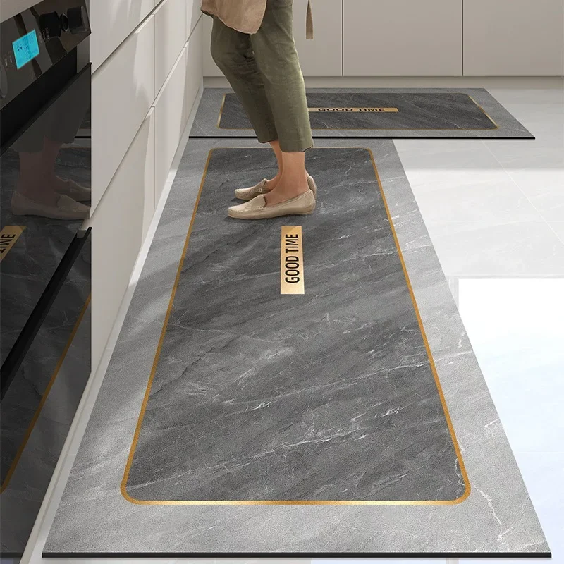 Kitchen Rug Marble Leather Oil-proof Waterproof Non-slip Household Foot Mat PVC Wipeable Washable Carpet Decor Ковер Tapis 러그