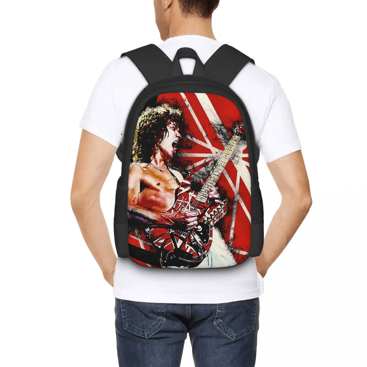 

Red Van Guitar Student Backpack School Bag Hiking Travel Daypack for Boys Girls Fashion Bookbag Shoulder Bags
