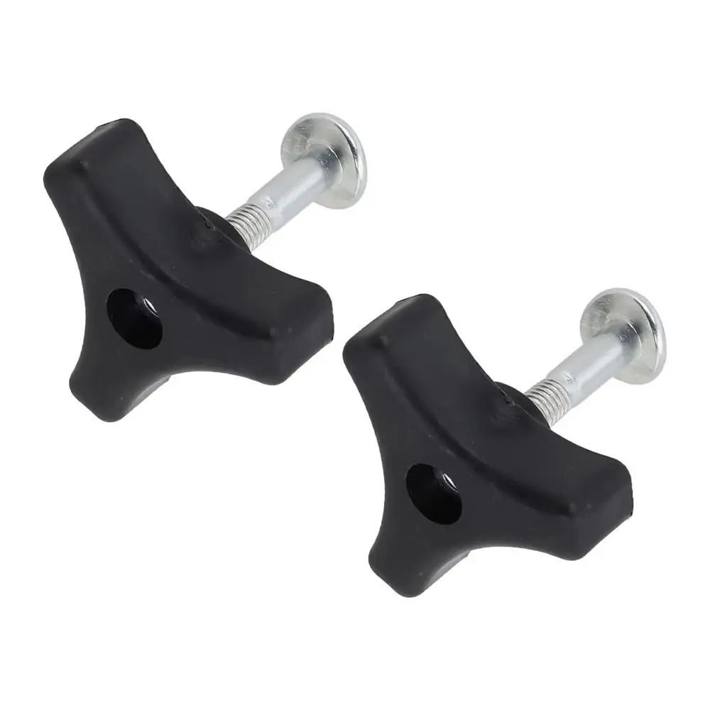 2Pcs Plastic and Metal Lawn Mower Handle Knob Plastic Nut Metal Bolt Triangle Handle Nut Bolt Set Silver Nut Black Bolt