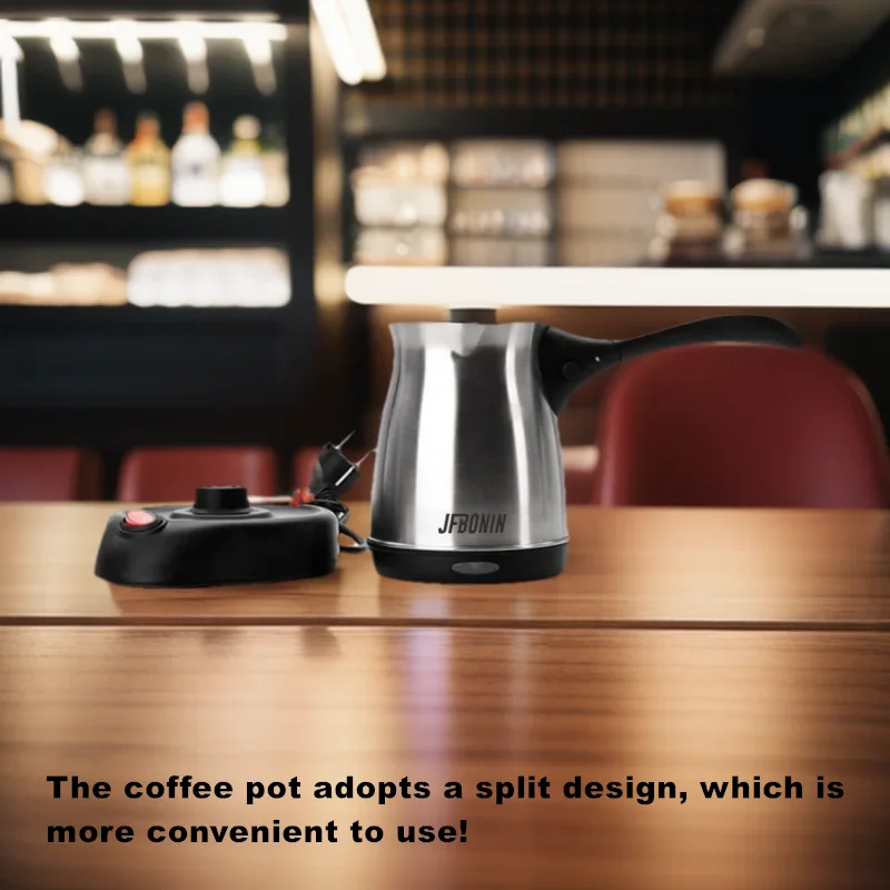 JFBONIN 0.35L Turkish Stainless Steel Electric Coffee Pot Split Design Suitable for Brew Coffee, Yellow Rice Wine and Hot Milk
