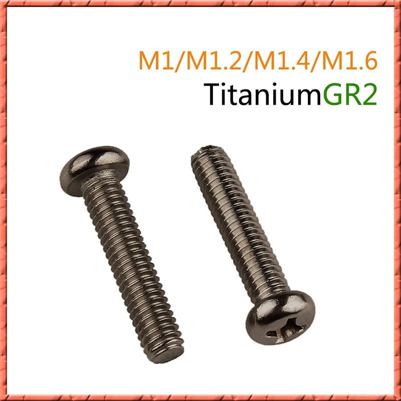 

50Pcs/Lot Pure Titanium M1/M1.2/M1.4/M1.6 DIN7985 Pan Head Phillips Screws Round Head Machine Screws M1/1.2/1.4/1.6x3/4/5/6-20mm