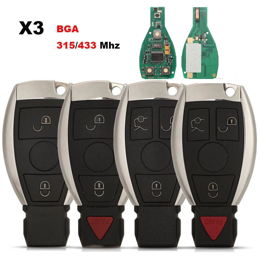 

jingyuqin X3 Smart Remote Car Key For Mercedes Benz Year 2000+ Supports Original NEC and BGA 315MHz Or 433.92MHz 3 Buttons