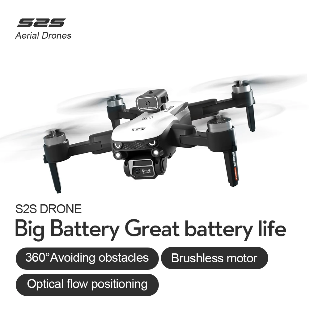 LS-S2S Câmera aérea profissional Drone, de alta definição, grande angular, 8K, lente dupla, fluxo óptico, sem escova, Wi-Fi, baterias, 2 pcs, 4pcs