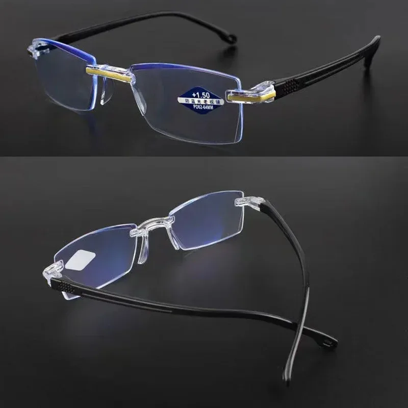 Rahmenlose Anti-Blaulicht-Lesebrille für Damen und Herren, Presbyopie-Brille, Dioptrien +1,0 +1,5 +2,0 +2,5 +3,5 +4,0 – Detail 4