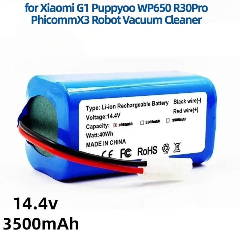 

14.4V 4000mAh High Capacity Battery – Li-ion Replacement Spare Accessory for Xiaomi G1 Puppyoo WP650 R30Pro PhicommX3 Vacuum