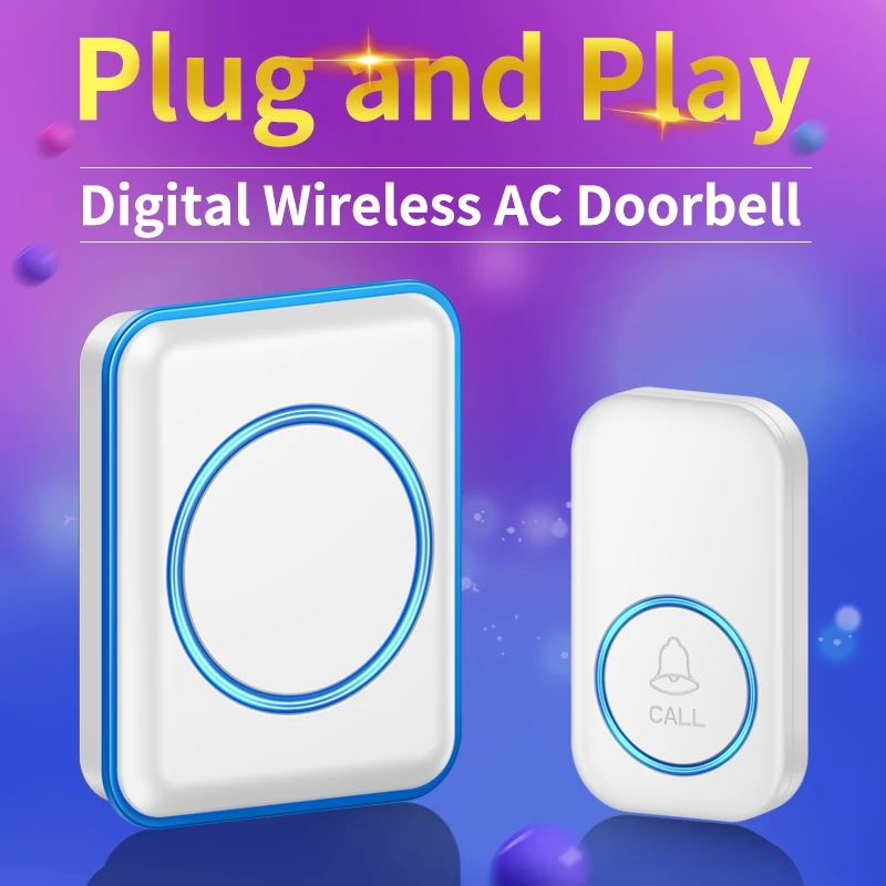 

CACAZI Wireless Doorbell for Smart Home Big Flashing Light Waterproof 300M Distance 60 Songs EU UK US AU Plug Door Bell Chime