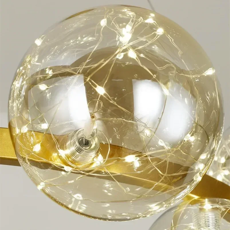 Ring Led Chandelier For Bedroom Living Dining Room Kitchen Table Round Glass Bubble Ball Hanging Lamp Circle Led Pendant Light