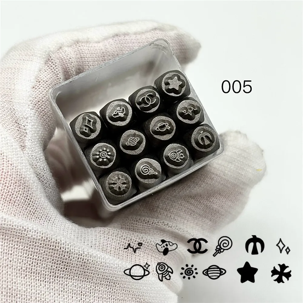 3mm 12pcs/set Design Logo Metal Punching Kit Jewelry Stamping Leather Silver Stainless Steel Punch Pressing Carving Tool Custom