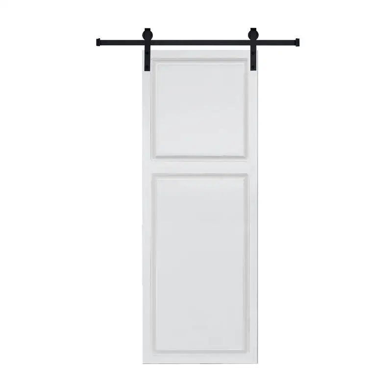 2-Panel Cottage Style Door 3/4" Thick 12" x 84" MDF White Barn Sliding Door with Hardware Kit